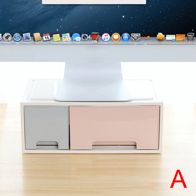 Lcd monitor stand holder beslag med kontorskuffe opbevaringsboks organizer til desktop jhp-best: -en