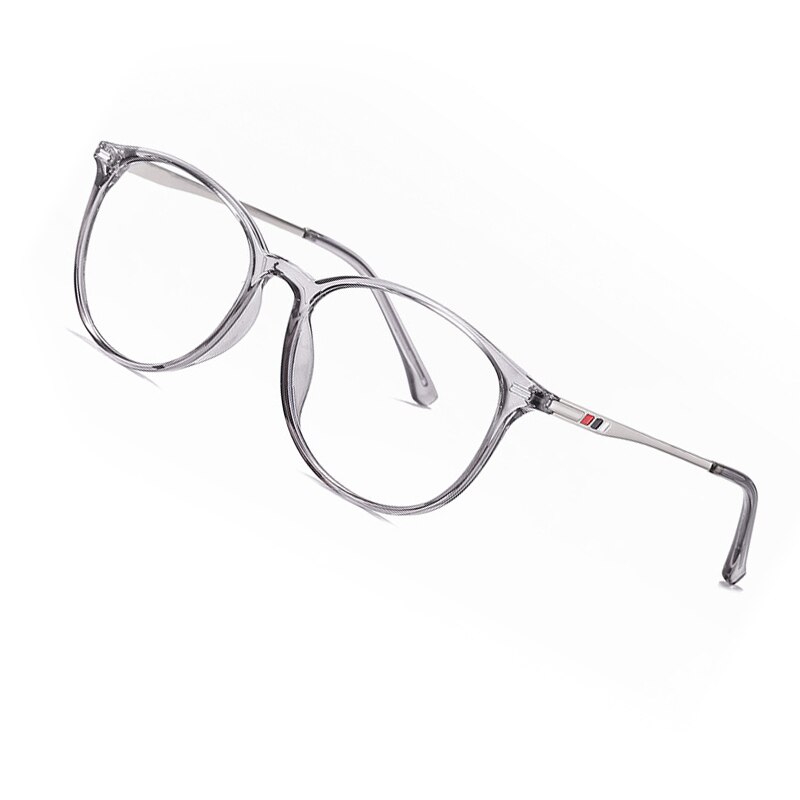 AOFLY BRAND Round Blue Light Blocking Glasses Women Men Myopia Prescription Eyeglasses Alloy Temple Optical Eyewear Frame: C5Gray