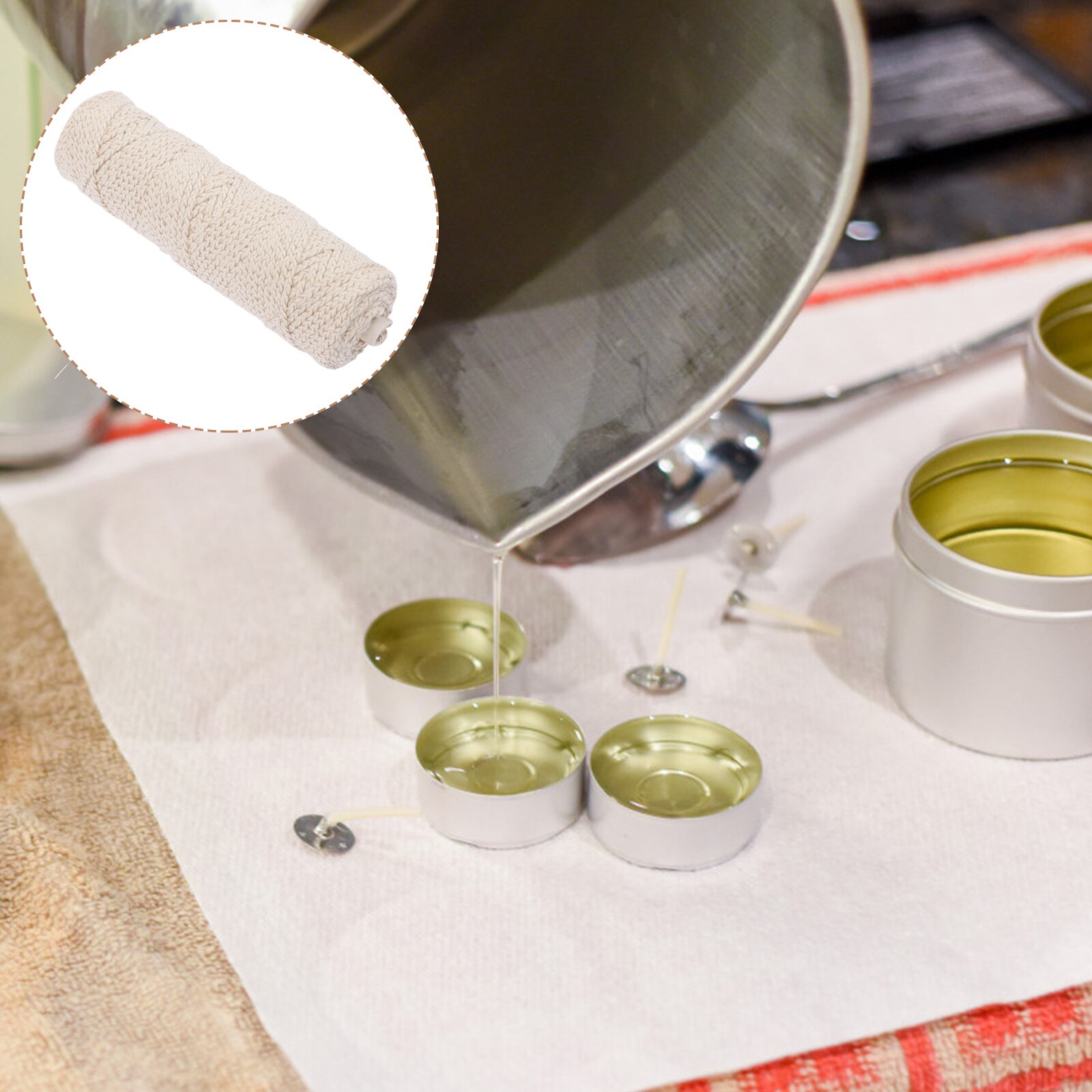 1 Roll DIY Cotton Candle Wicks 150m Wicks for Candle Making Cotton Wicks: Ivory15.5X4.5CM