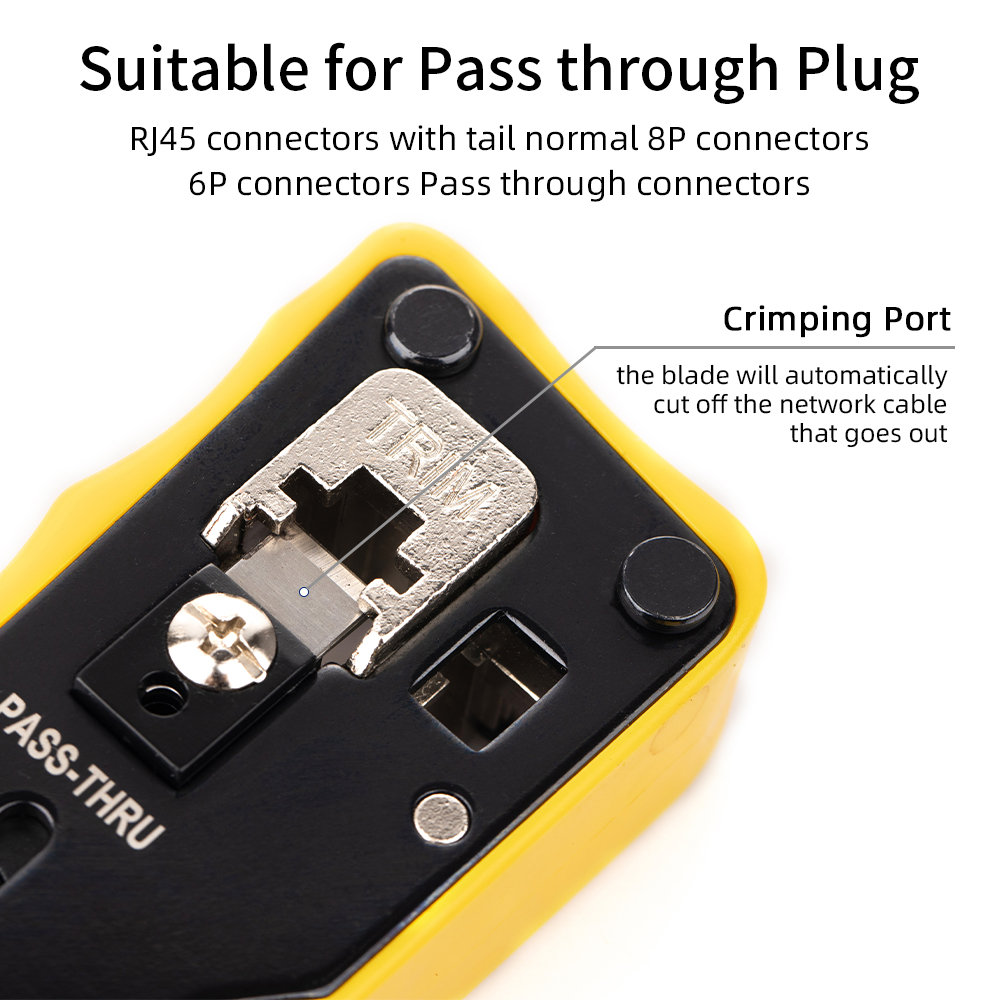 Zoerax Gereedschap Ratel Modulaire Data Kabel Crimper/Draad Stripper/Cutter Voor CAT5e CAT6 CAT6A/7, RJ45 Pass-Thru Connector