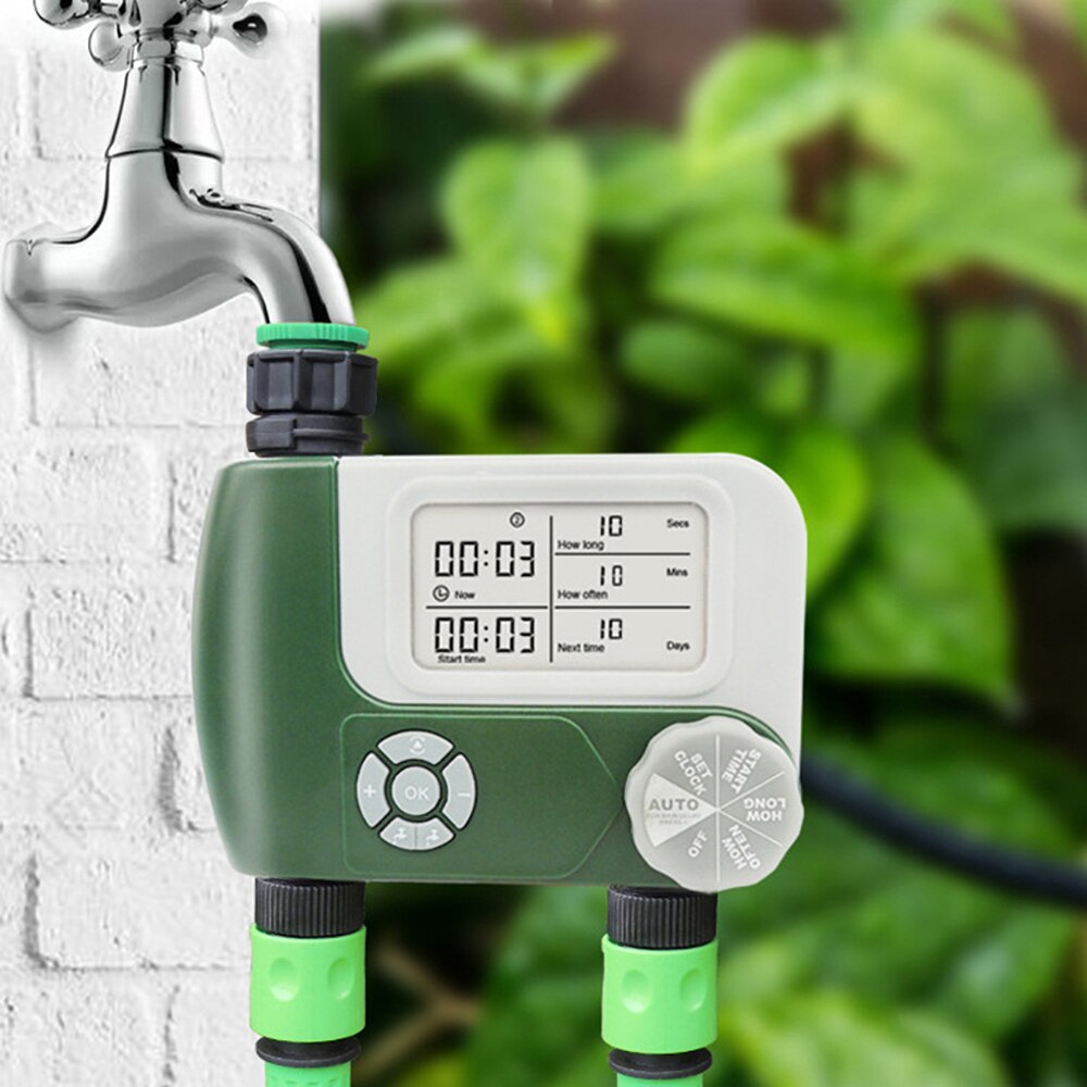 Irrigation Controller Programmable Automatic with 2 Outlet Garden Water Timers Battery Operated Digital Hose ​Faucet Timer
