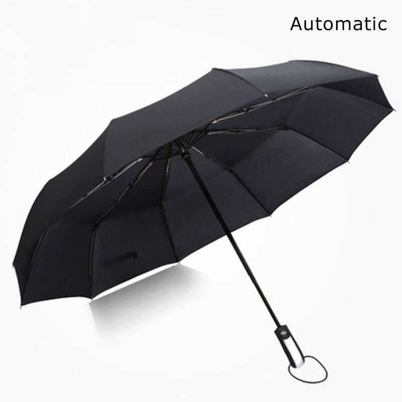Paraply regn mænd automatiske vindtætte paraplyer mænd luksus forretning corporate tous mujer tous dobbeltlag japansk stor: Ti knoglesort