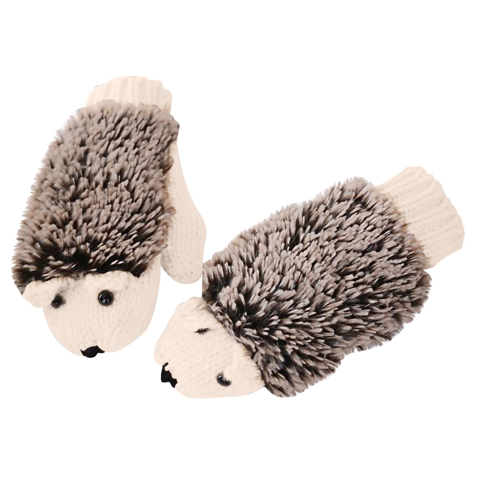3d Cartoon Animal Girls Novelty Cartoon Winter Gloves For Women Knit Warm Fitness Gloves Hedgehog Heated Villus Wrist Mittens: White