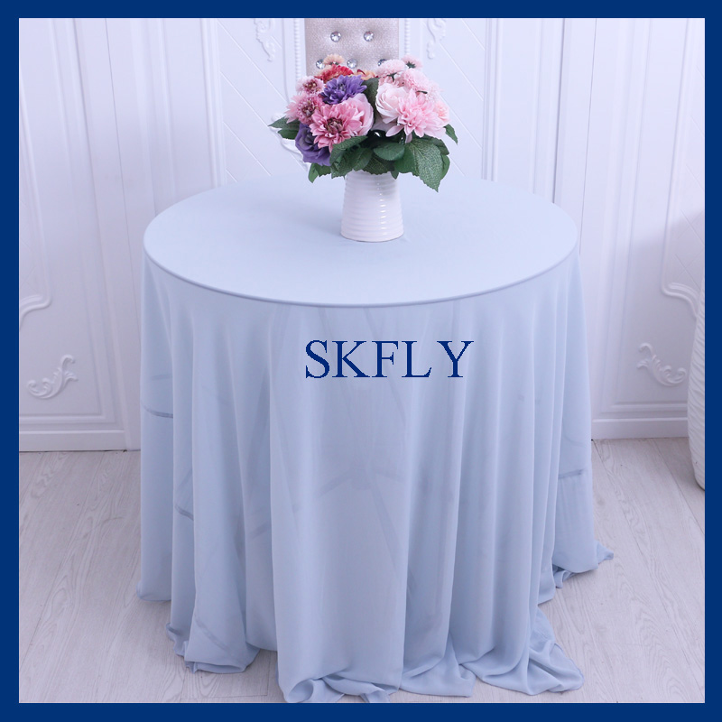 CL061A SKFLY 90 inch ronde ronde lichtblauw chiffon tafelkleed of tafel overlay