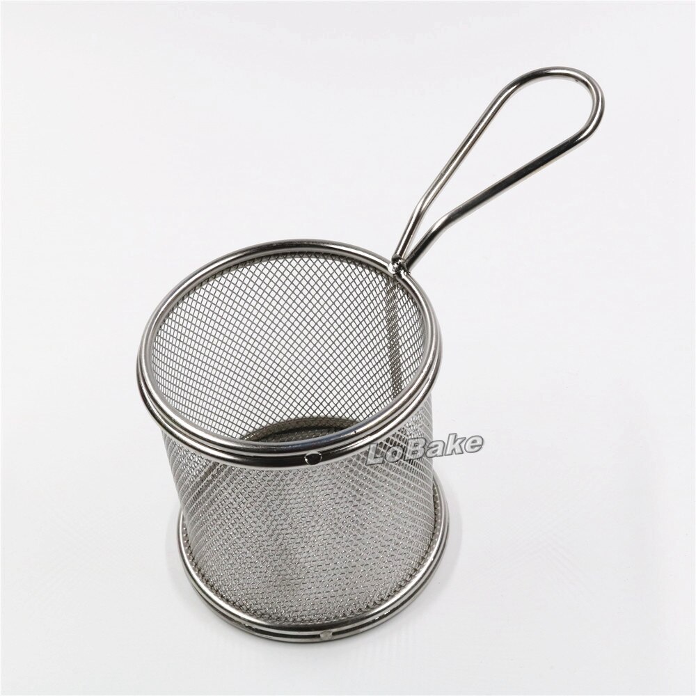 Arrivals 9Cm Diameter Ronde Roestvrij Staal Met Aluminium Koekenpan Aardappel Chip Kip Mand Lade Voor Vergieten & Strainers