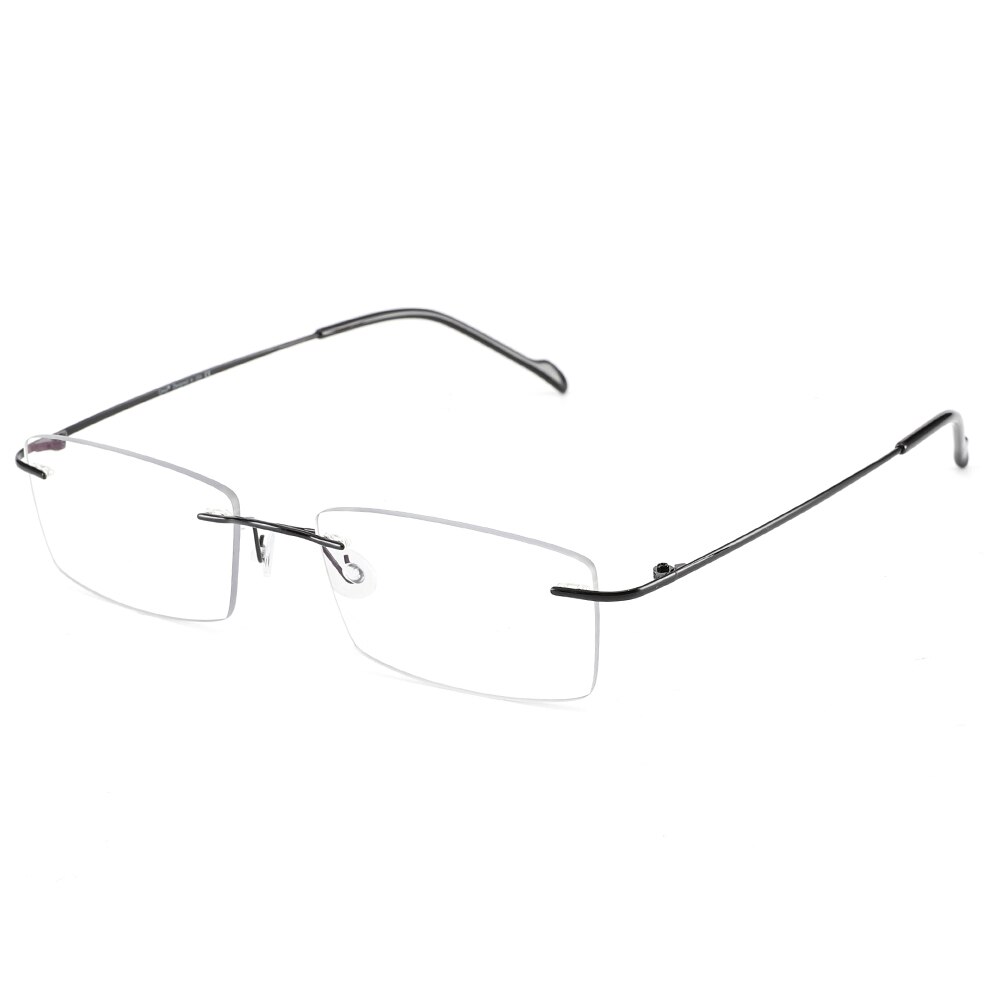 Cyxus Anti Blue Light Glasses Rectangle Titanium Flexible Rimless Computer Eyeglasses for Mens Women Clear Lens 8602: black