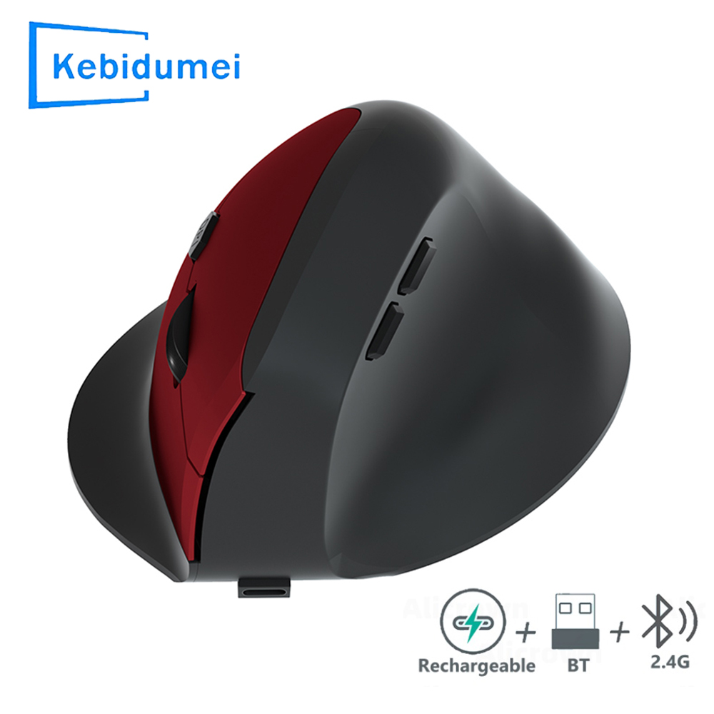 Vertical Mouse Ergonomic 2.4GHz Wireless Optical Mice Bluetooth 5.2 DPI 800/1200/1600 6 Buttons for Laptop PC Computer Desktop: black