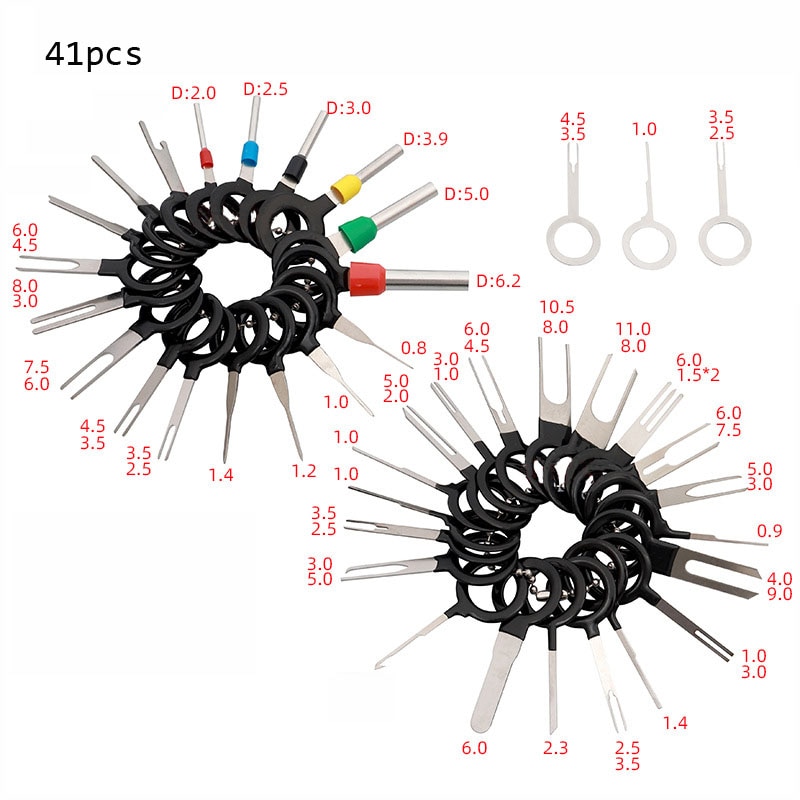 38/41Pcs Bedrading Crimp Connector Pin Extractor Puller Auto Terminal Verwijderen Kit Terminal Reparatie Professionele Tools
