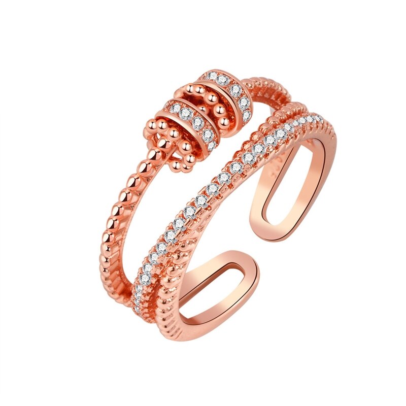 Fidget Spinner Ring Zirconia Angst Ring Zonnebloem Draaibare Verstelbare Open Vrede Ringen Verlichten Zorgen Stress: A