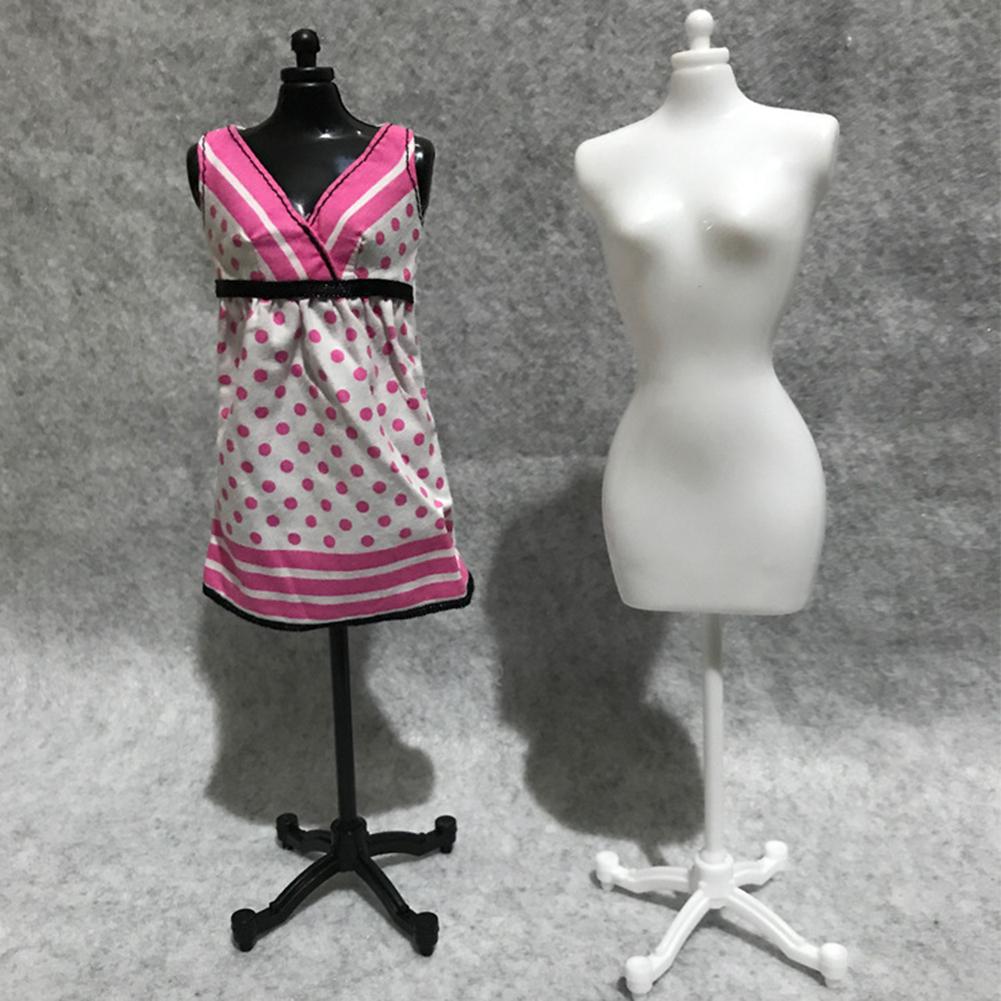 1/6 Vrouwelijke Mannequin Pop Kleding Display Stand Huis Miniatuur Scene Decor Poppenhuis Miniatuur 1:12 Wit Zwart