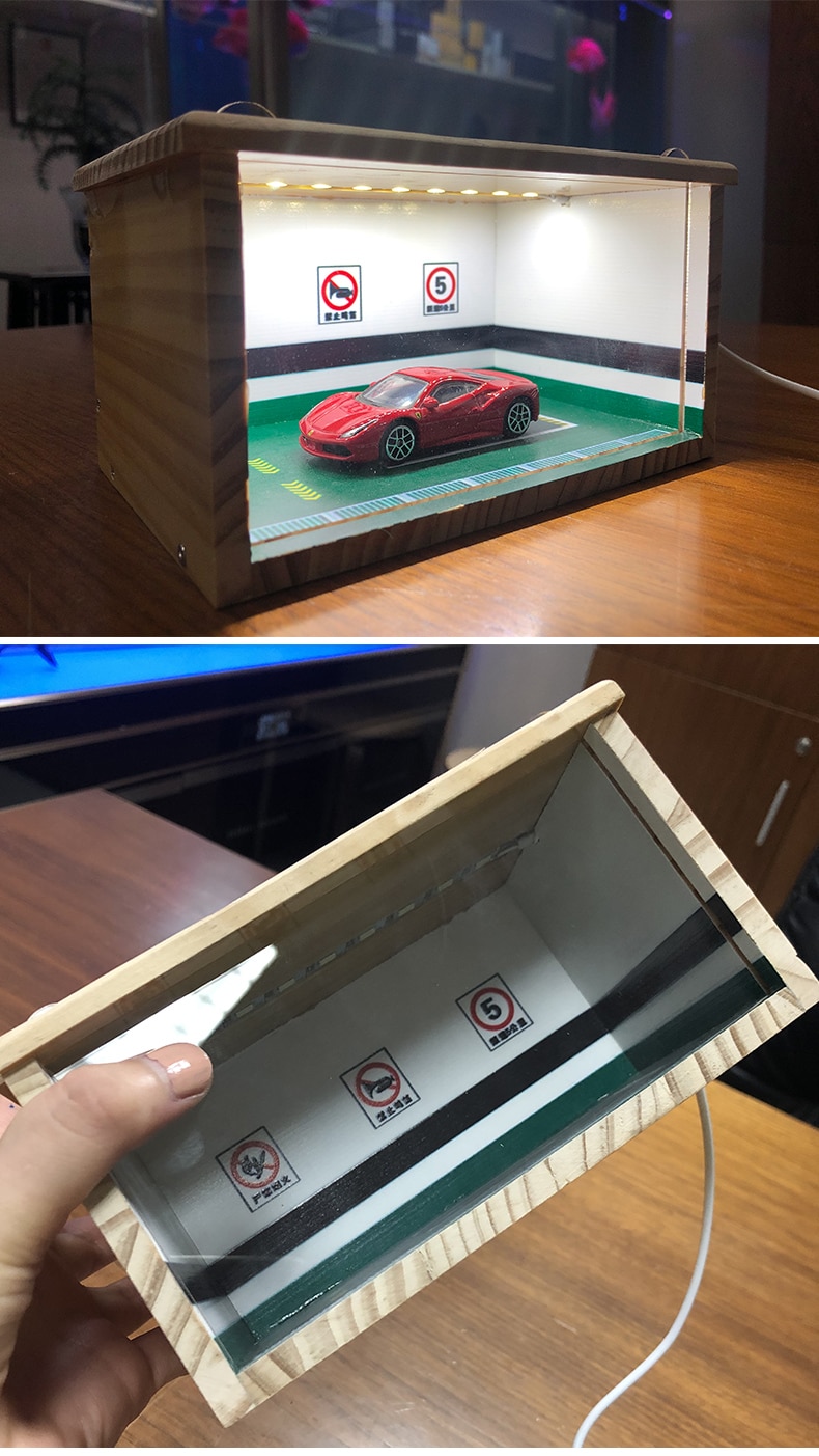 1/64 modell Auto Holz Display Box Unterirdischen Garage Modell Auto Szene Holz Parkplatz Lagerung