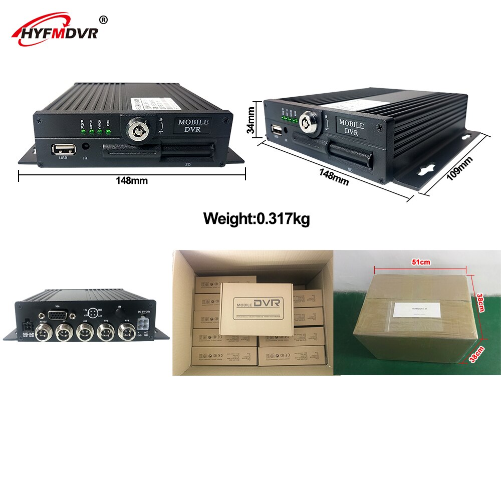 HYFMDVR Source factory HD 4 canales AHD 960P vigilancia local DVR móvil carga coche/barco/vehículo comercial