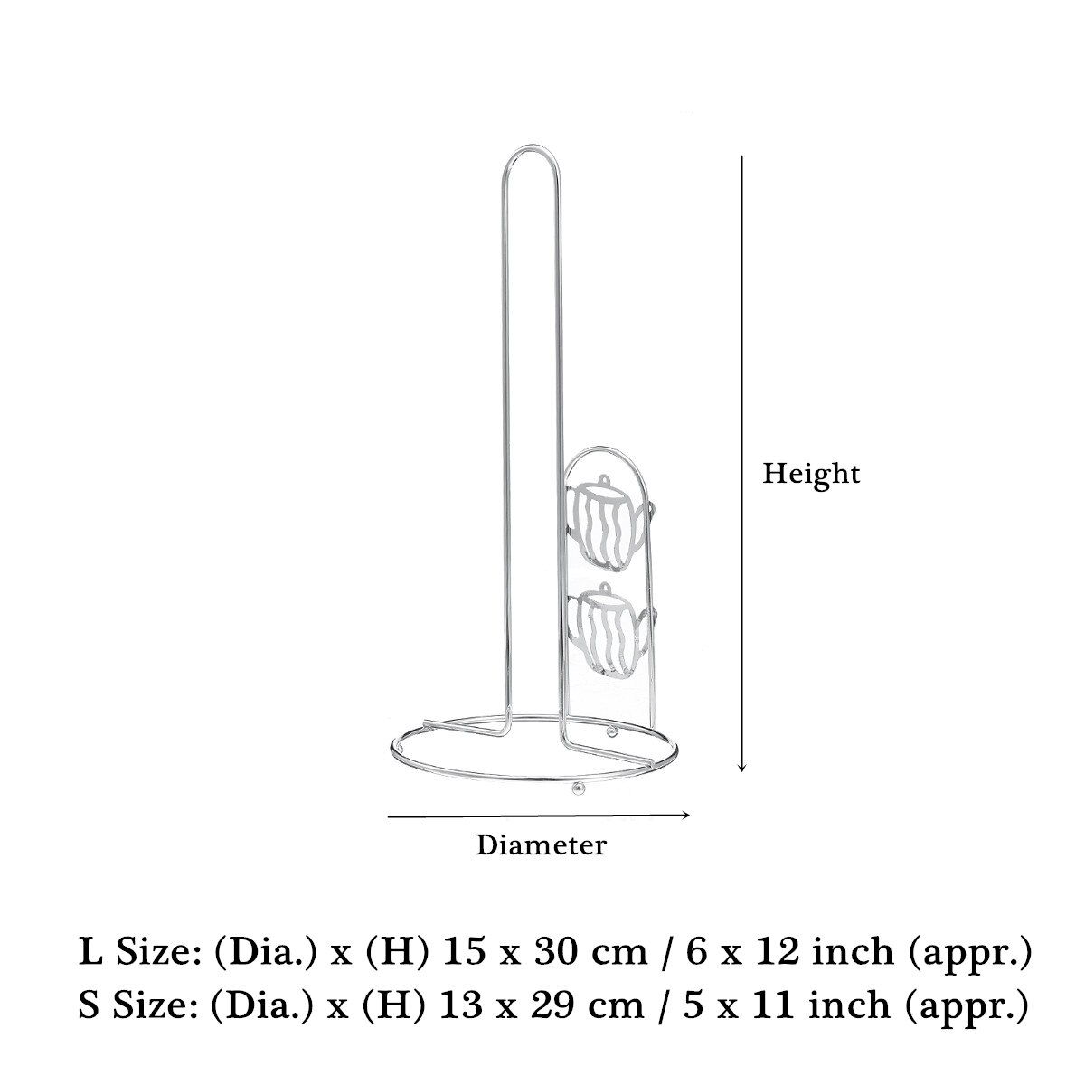 Standing Kitchen Roll Paper Towel Holder Rack Organizer Stainless Steel Storage Shelf Kitchen Bathroom Hardware Paper Holders