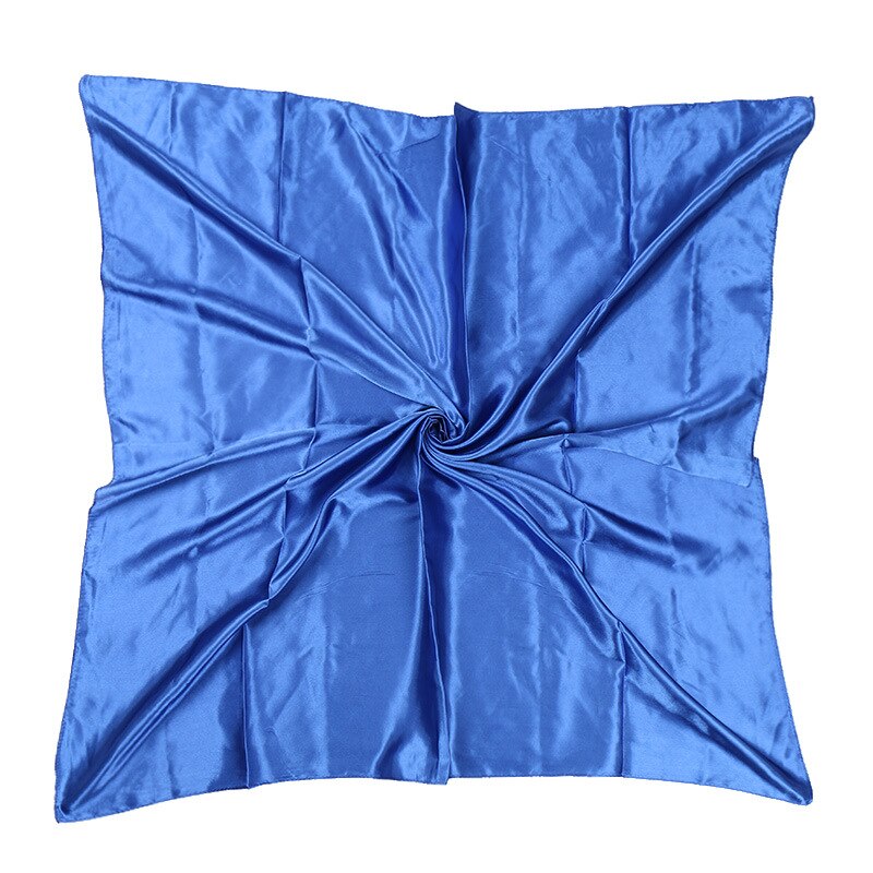Solid Color Satin Women Scarf 90*90cm Big Wraps Lady Headband Hajib Muslim Female Square Scarf: blue