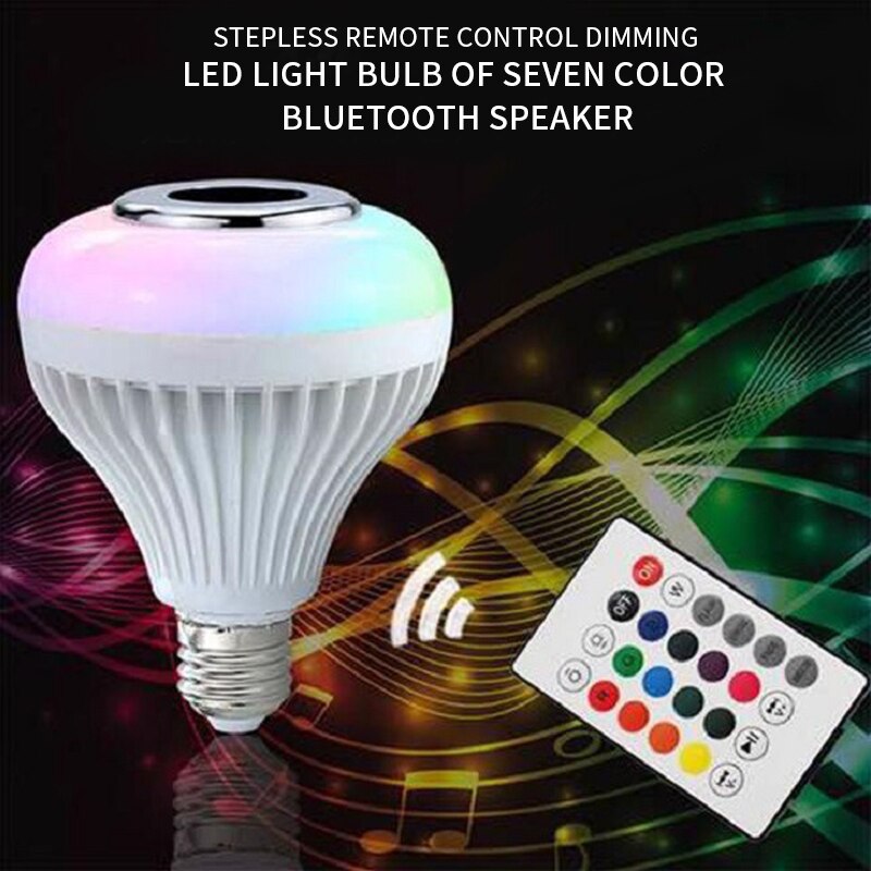 Bluetooth-lamp met luidspreker, slimme led rgb-kleurenlamp,  e27 met afstandsbediening, veelkleurige lampen  e27