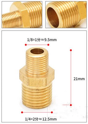 Messing rør sekskantet nippel fitting lynkobling adapter 1/8 1/4 3/8 1/2 3/4 1 bsp han til han gevind vand olie gas stik: 1-2 hegn