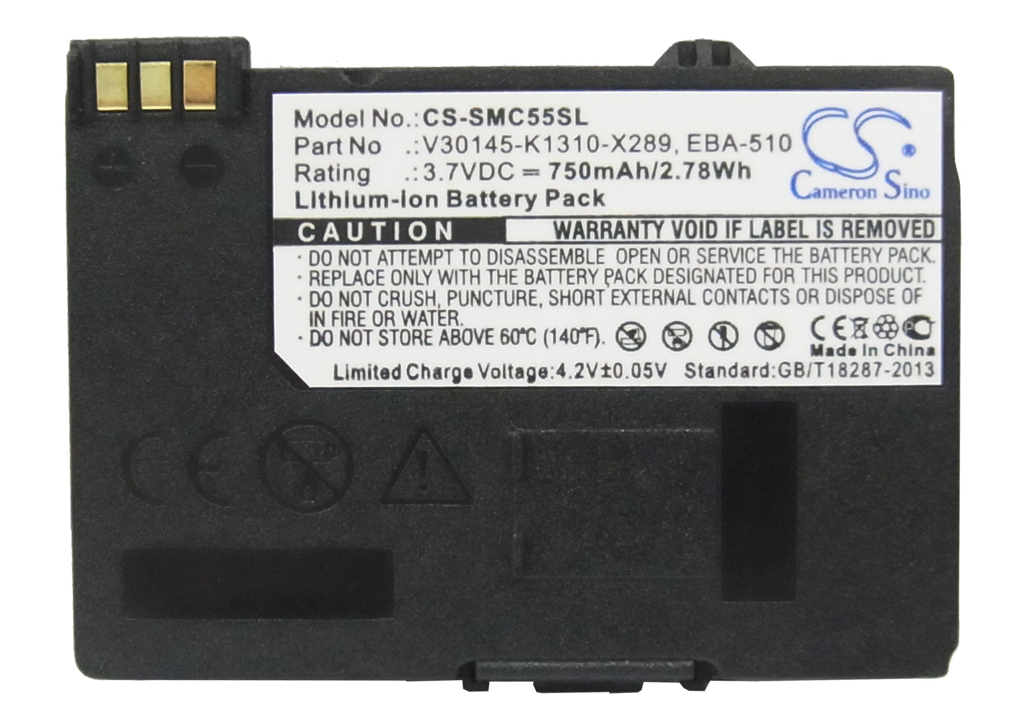 Cameron Sino 750mAh Battery EBA-510 - for Siemens A51, A52, A55, A56, A57, A60, A62, A65, A75, C55, C56, C60, C61, C70, C71, A70