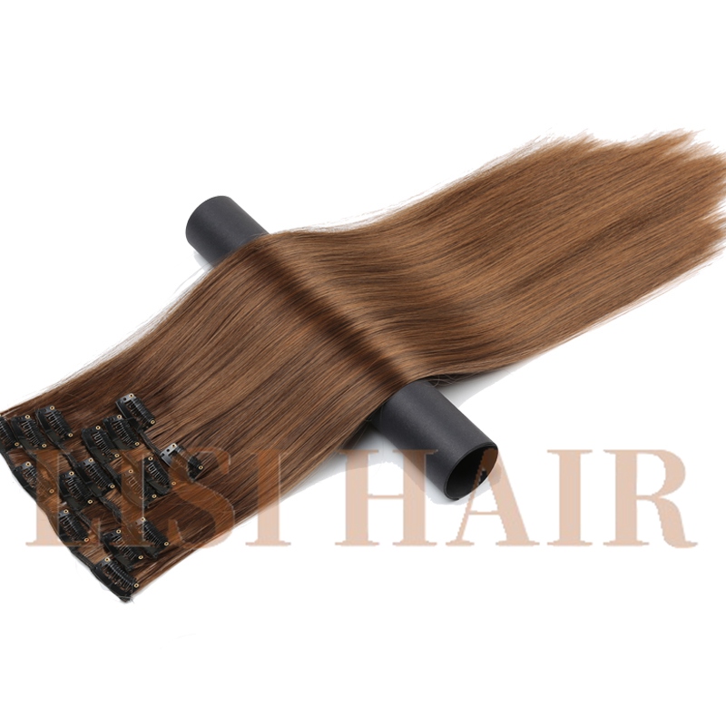 LISI HAIR 55cm Long 16 Clip in Hair Extension Straight Hairpiece Synthetic Hair For Women 140g High Temperature Fiber: 4M30