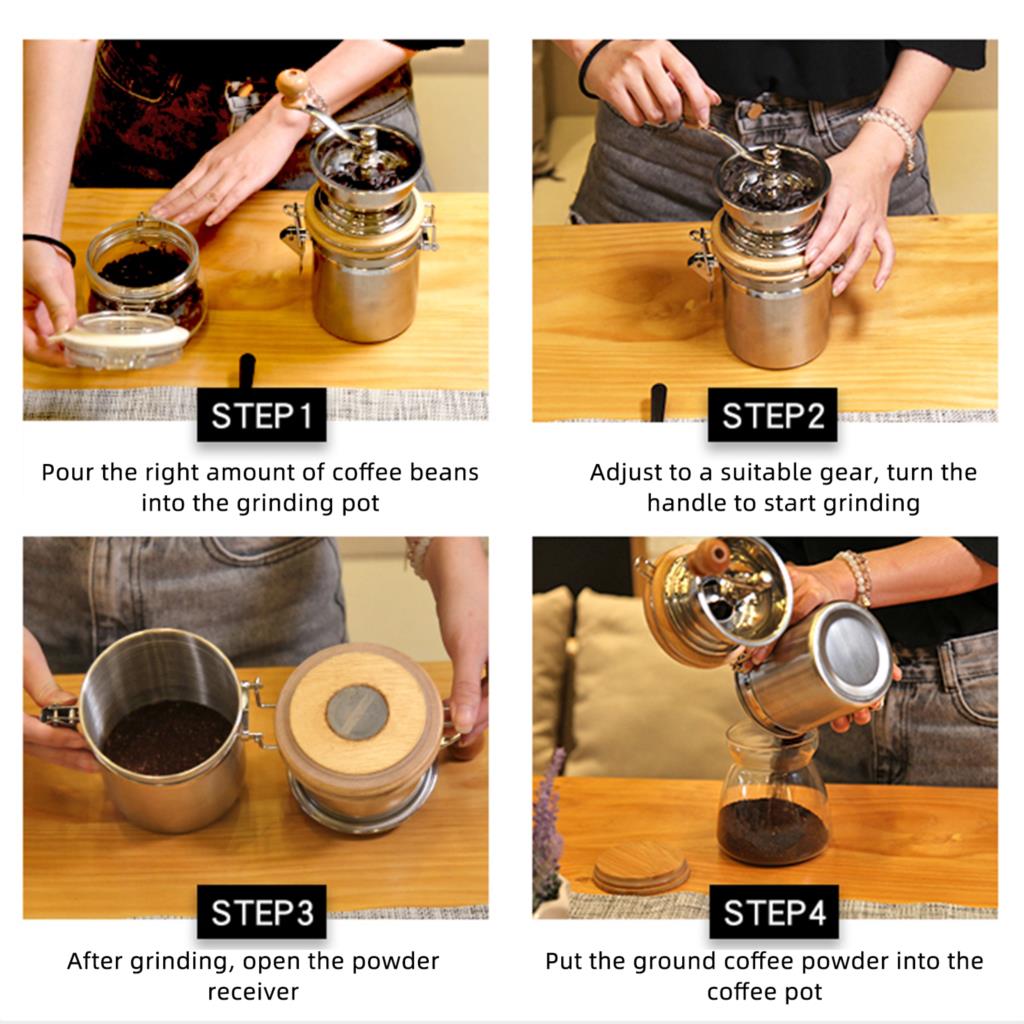 Mini Coffee Mill Grinder Bean Grinding Kitchen Stainless Steel Manual Coffee Grinder Portable Retro Coffee Machine