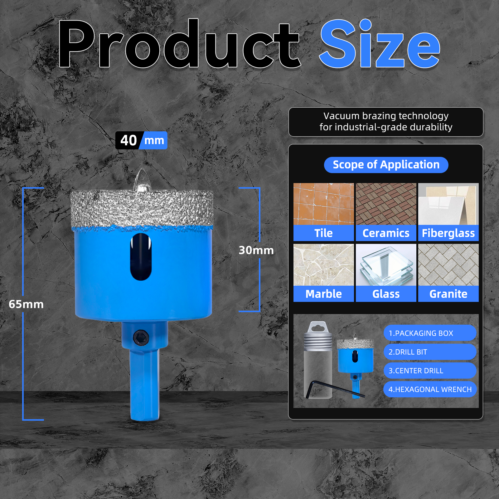 Juego de brocas de diamante de 18-68MM, sierra perforadora para azulejos de cerámica con taladro de posición para vidrio, mármol, granito, piedra, porcelana, 1 Uds.: green