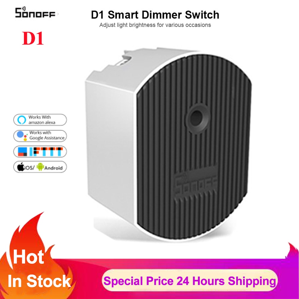 Sonoff D1 Smart Dimmer Switch Wifi Wireless Smart Home Automation Timer DIY Switch Via Ewelink App Work with Alexa Google Home