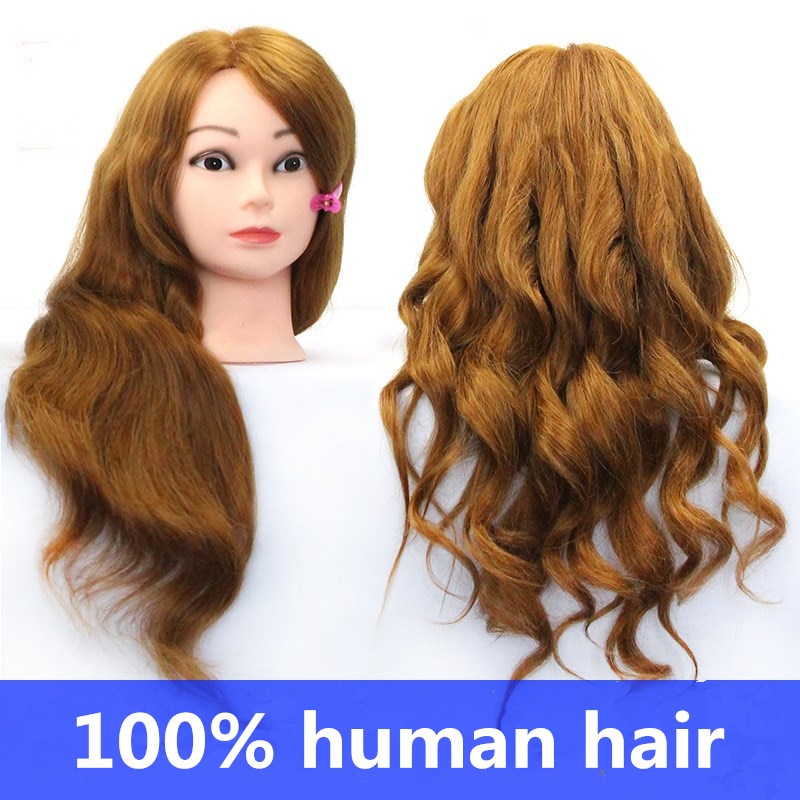 Cabeza para formación en peluquería, maniquí de pelo Natural dorado, 20 pulgadas, se puede rizar Cabeza para formación en peluquería, maniquí de pelo Natural dorado, 20 pulgadas, se puede rizar