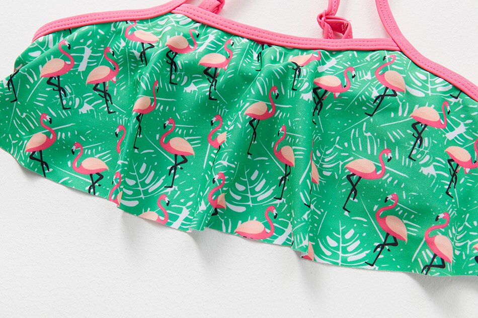 2-12 jahre Mädchen Flamingo Bikini Badeanzüge ZWEI-STÜCK Großen Volant Strand Bademode für freundlicher Mädchen Nette Bikini setzt