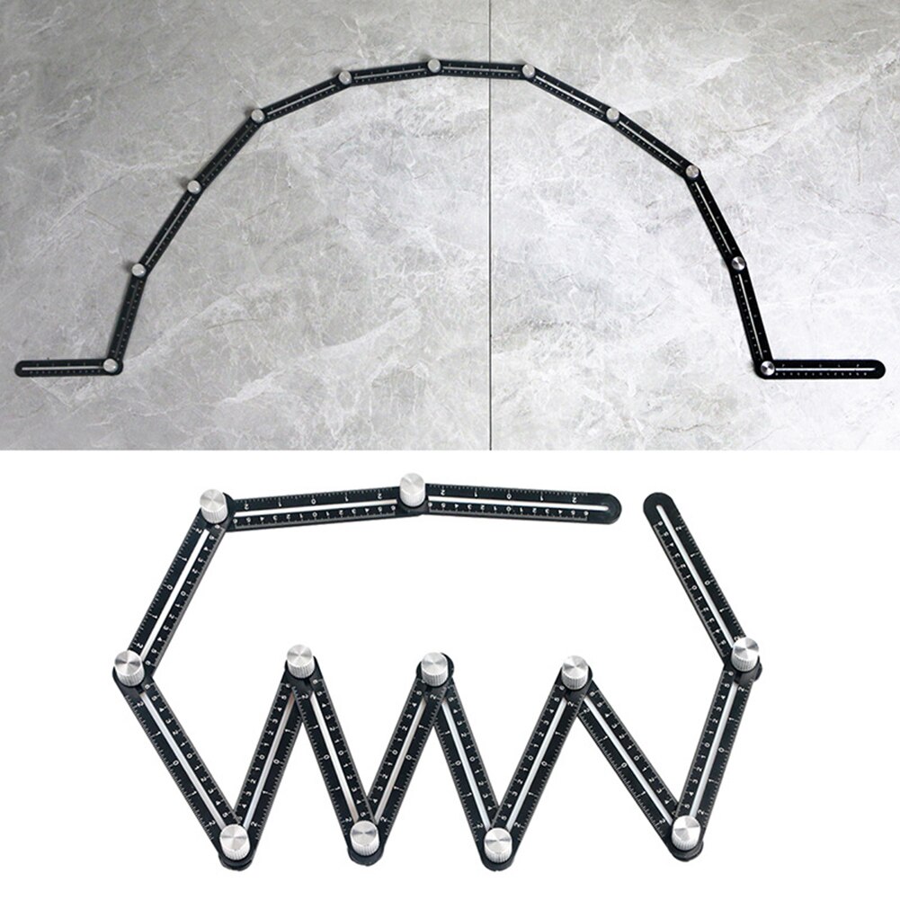 Multi Angle Measuring Rulers 12-Fold Aluminum Alloy Ruler tile opening and positioning Template Tool for Builders, Craftsmen