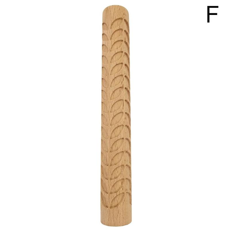 1Pc Houten Textuur Deegroller Keramische Aardewerk Art Reliëf Staaf Bloem Patroon Modder Roll Roll Reliëfs Klei Gereedschap Steen diy Bakken: 6