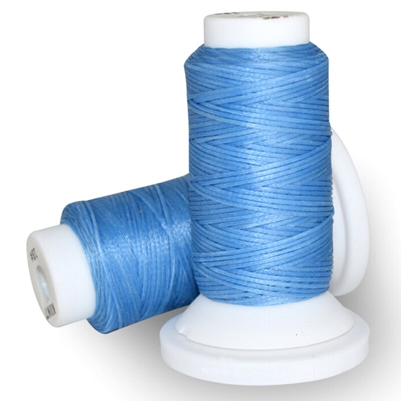 1PC 50Meters DIY Handicraft Tool Hand Waxed Thread 0.8mm 50m Polyester Cord Sewing Machine Stitching For Leather Craft: light blue