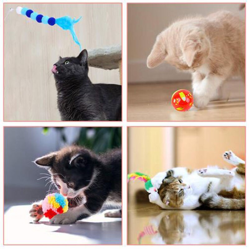 15Pcs Cat Toy Set Pet Indoor Interactive Cat Toys for Kitten Multifunction Cat Bell Feather Cat Interactive Supplies Pet Toy Set