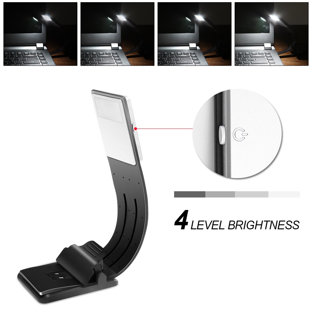 Verstelbare Helderheid, Buigbare Led Boek Licht Met Clip, Night Leeslamp, Usb Oplaadbare Flexibele Boek Licht