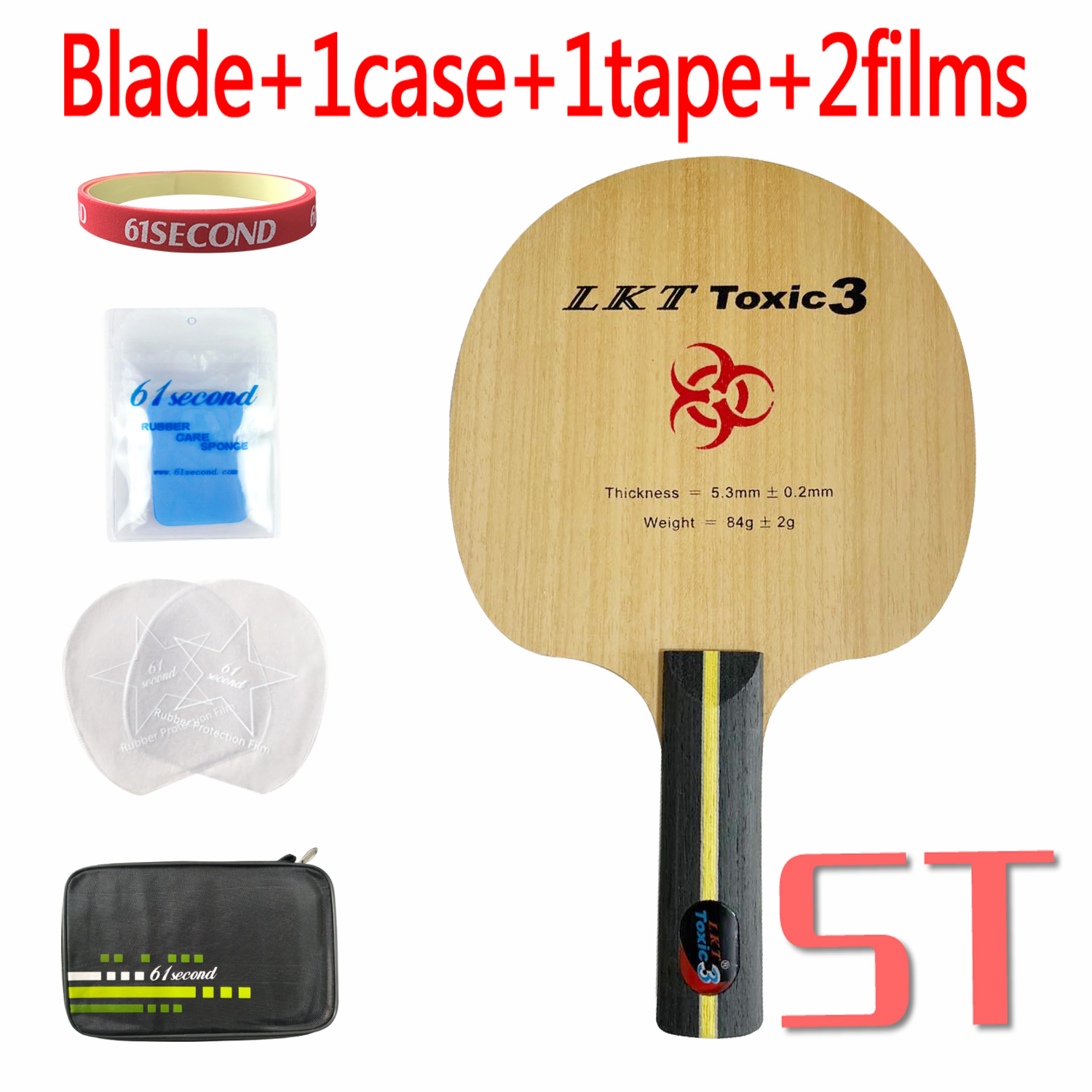 Original LKT Toxic3 Chop tipo mango recto de tenis de mesa de ping-pong paddle raqueta: ST with FM case