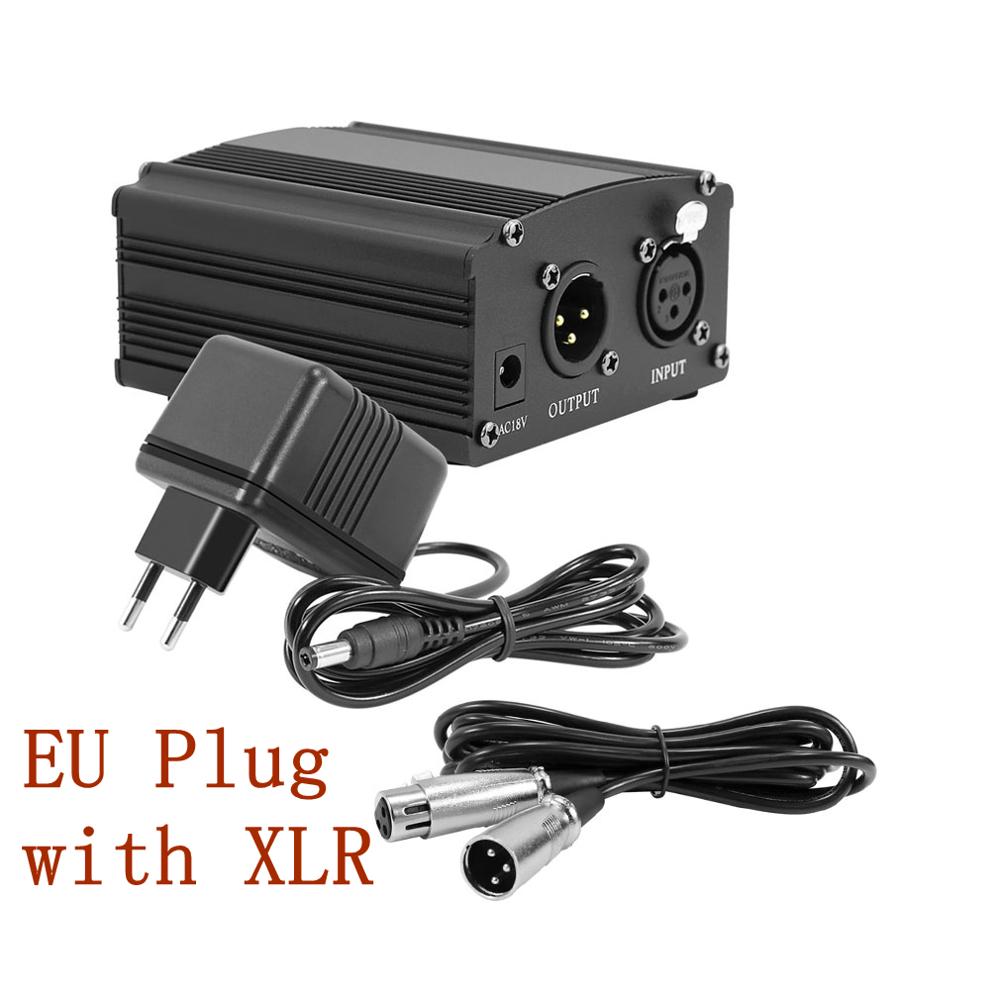 bm800 Studio Microphone 48V USB Phantom Power Karaoke bm 800 Microphone for Computer Sound Card Phantom Power with XLR Cable: EU Plug with XLR