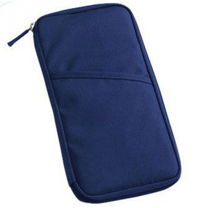 Travel Passport Credit Id-kaart Houder Cash Wallet Organizer Bag Purse Portemonnee: Navy Blue