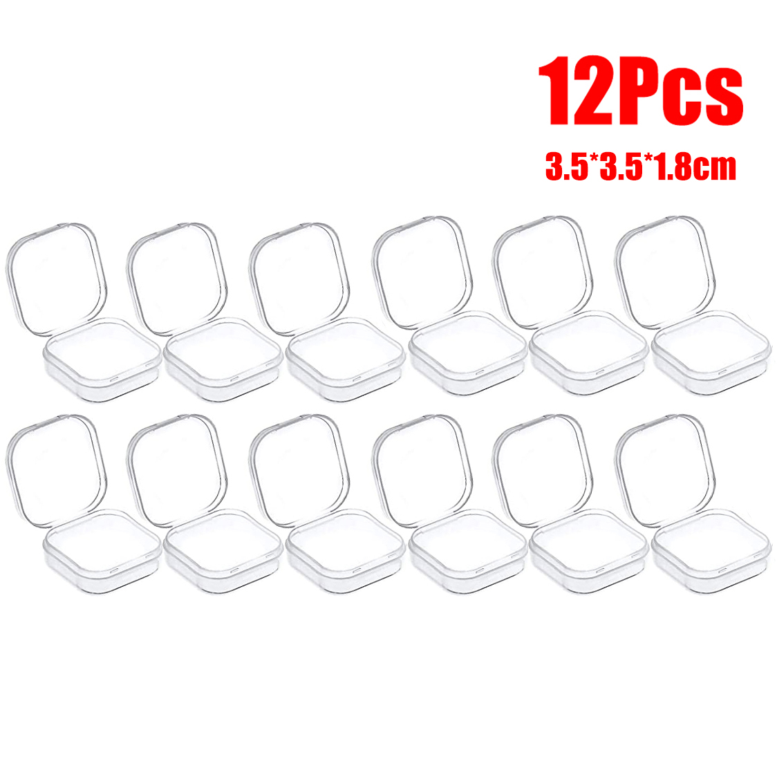 Mini contenedores transparentes de 6-48 Uds., caja de almacenamiento de cuentas cuadradas de plástico para cuentas, joyería, manualidades, juego de mesa, organización de piezas al por mayor: Rosa