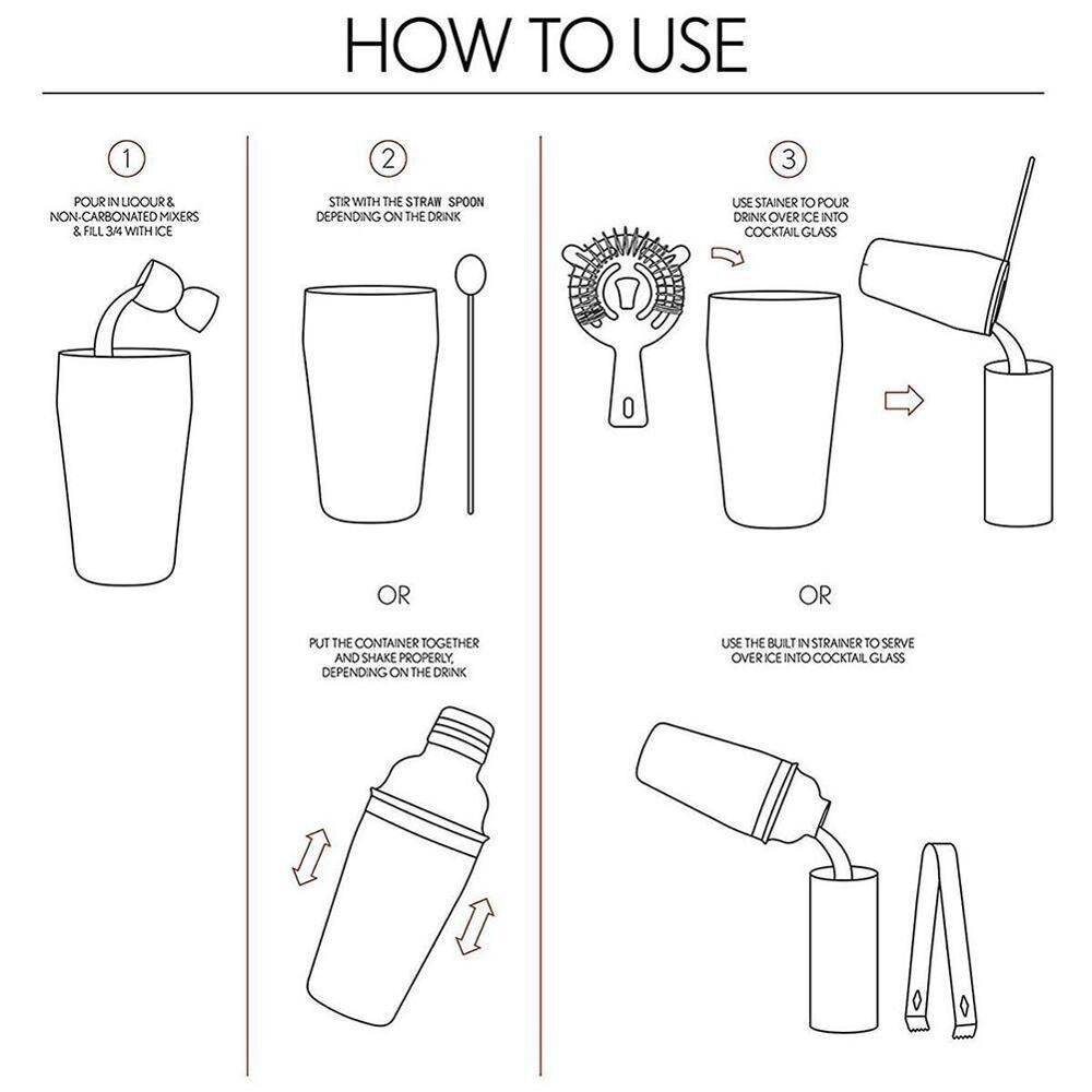 750ml aço inoxidável cocktail shaker mixer vinho martini festa bebida barra boston ferramentas para bartender shaker b6b1