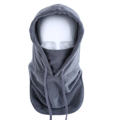 Dobbeltbrugs ski vinterhatte til mænd kvinder hætte kasket justerbar sort fleece plys hat termisk balaclava hovedbeklædning vindtæt: Grå