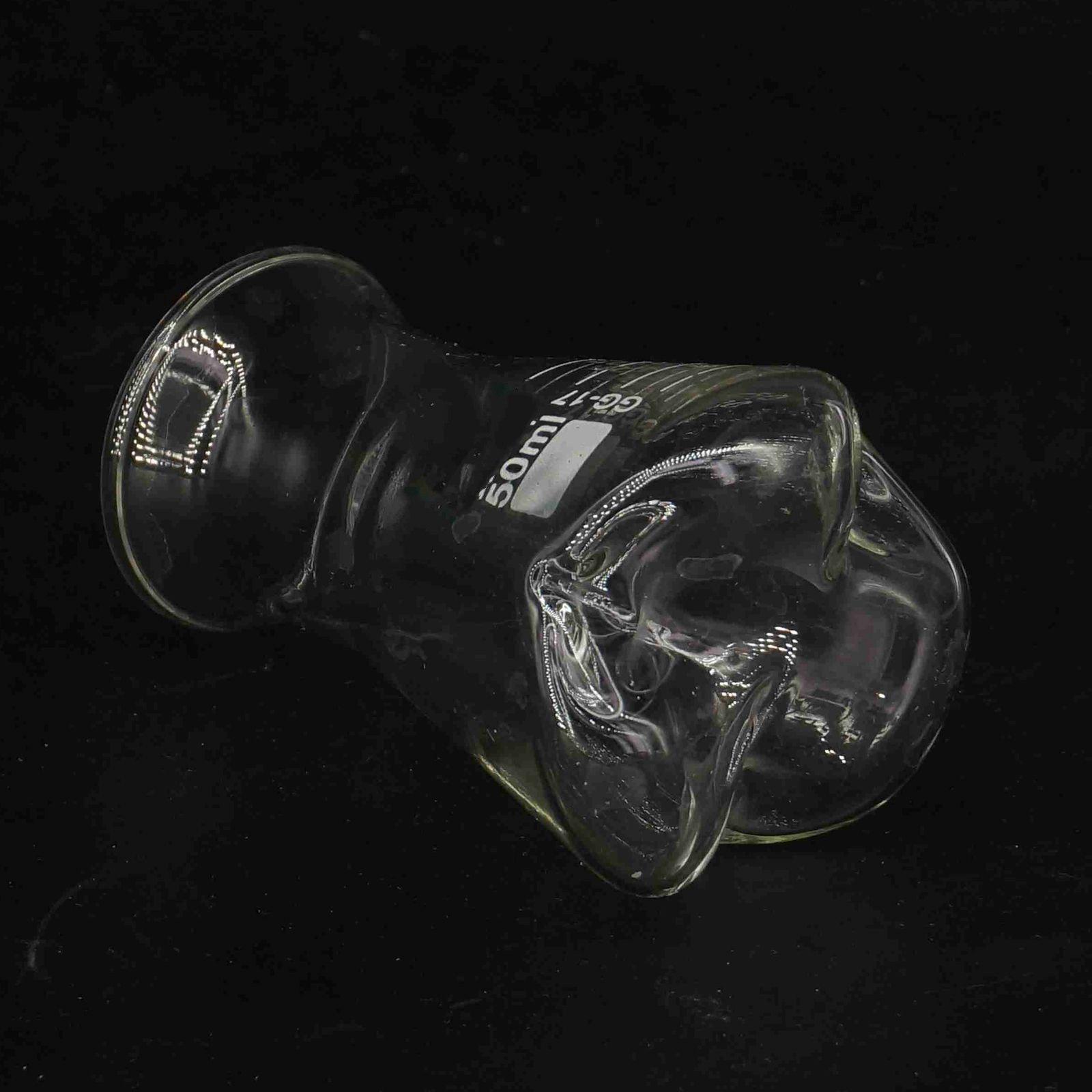 50ml 3 Concave GG17 Glass Mouth O/D 40mm Baffle Shake Conical Erlenmeye Flask Lab