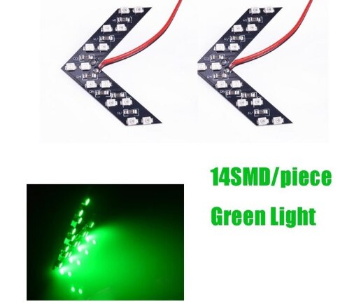 2 stk ledet pilepanel til bil bakspejl indikator blinklys bil ført spejl spejl lys auto tilbehør: Grøn