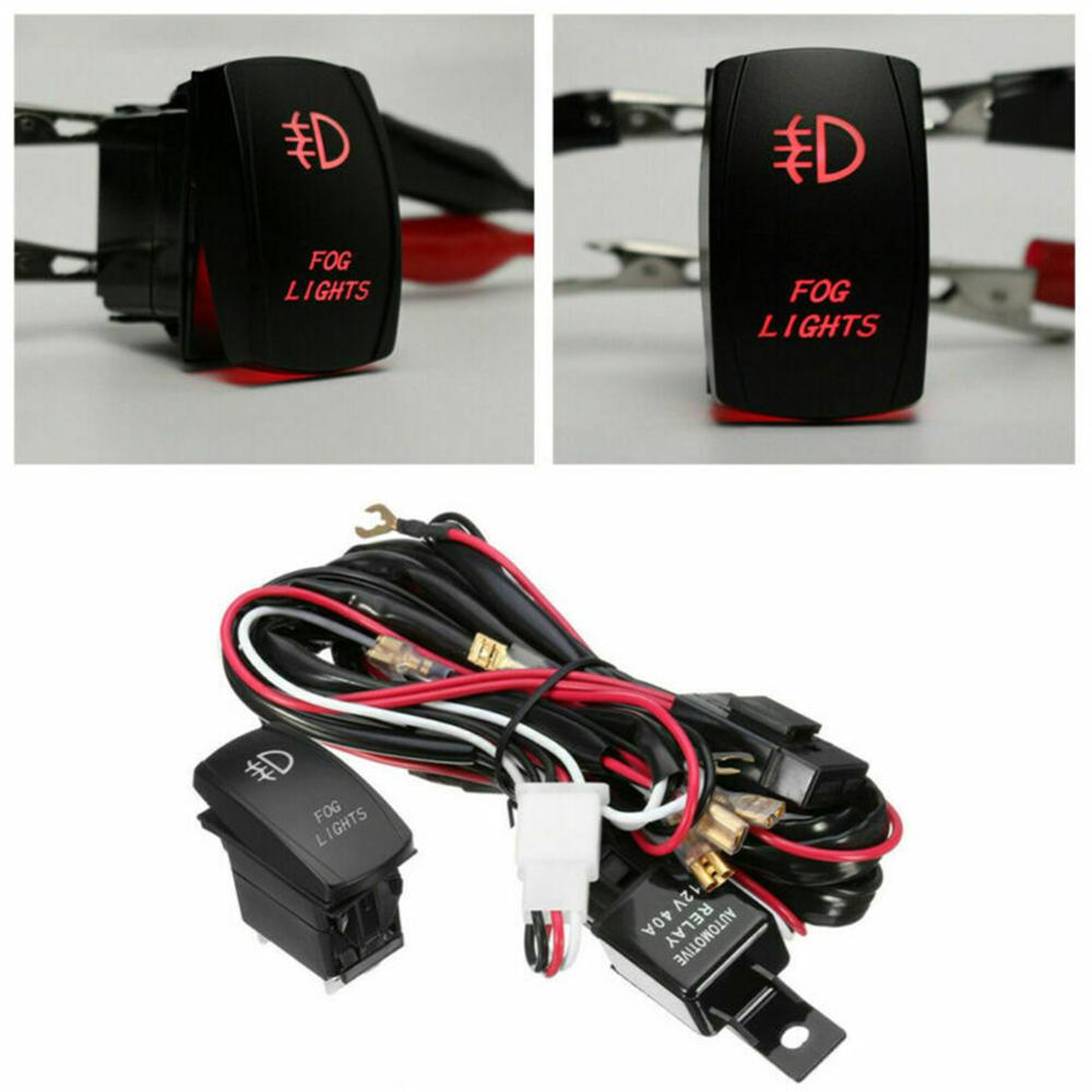 Universal 12V 40A Wiring Harness With On/Off Switch Kit For Car LED Fog Light Wiring Harness Fuse Switch: Default Title