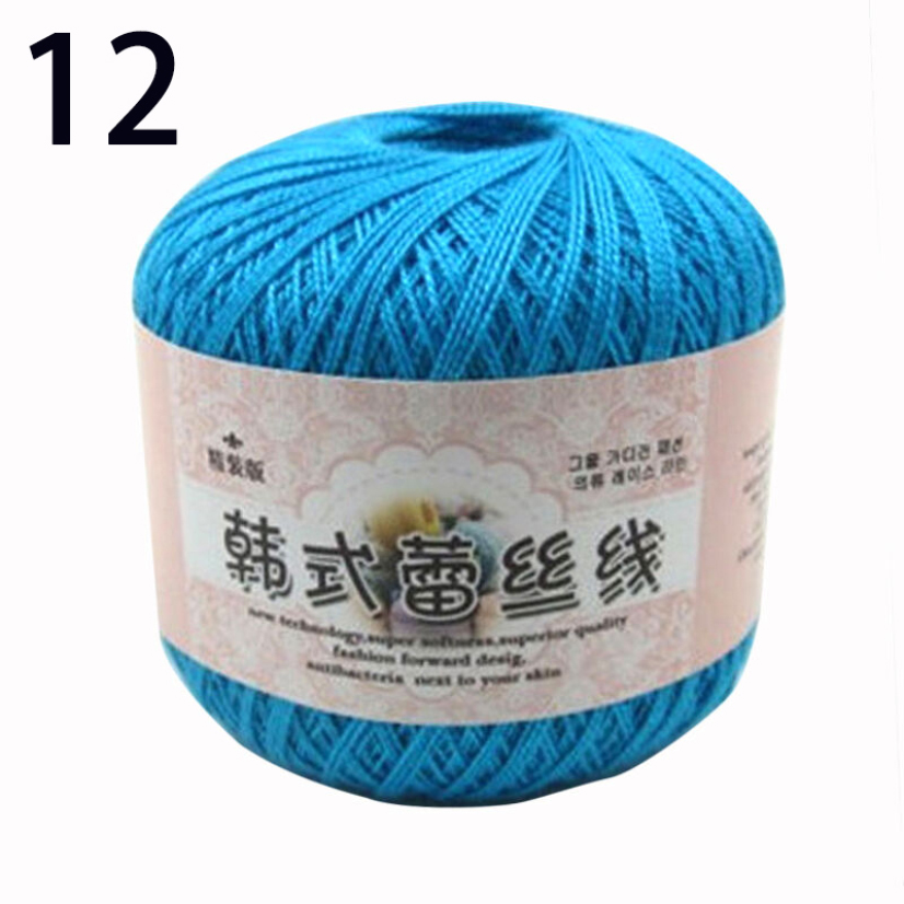50 g/rollo de hilo de encaje de 0,8mm, hilo de algodón de ganchillo hecho a mano, línea DIY de lana fina para accesorios de costura tejidos de punto: Azul