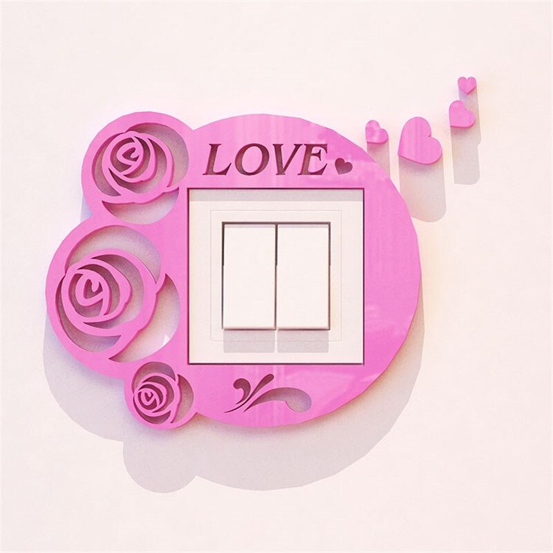 Light Switch Stickers Acrylic Switch Poster Modern Style Living Room Switch Decorative Wall Stickers DIY Art Wallpaper: Rose Pink