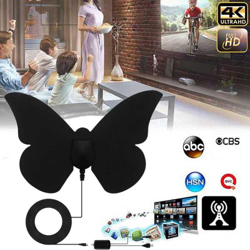 Amplified HD Digital TV Antenna Long 50-80 Miles Range Older TV's Indoor Powerful HDTV Amplifier Signal Booster