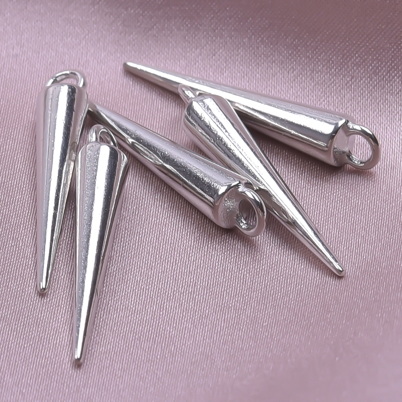20 piezas de dijes de cono de punta larga Punk gótico para hacer pendientes, suministros de Metal, Color plateado/dorado, accesorios DIY de personalidad a granel
