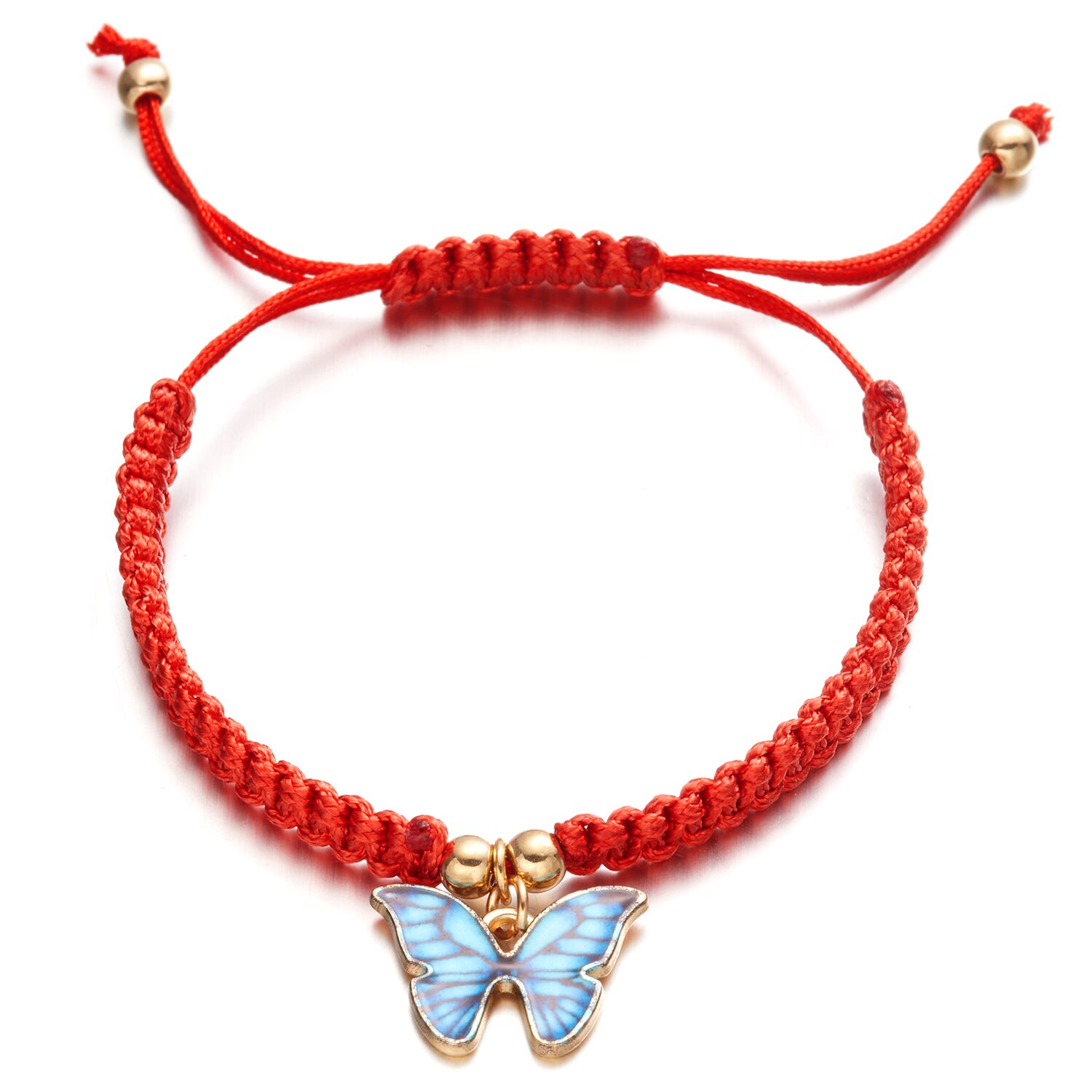 Pingente de borboleta trançado pulseiras moda corda vermelha artesanal tecido sorte charme pulseiras pulseiras jóias para meninas presentes