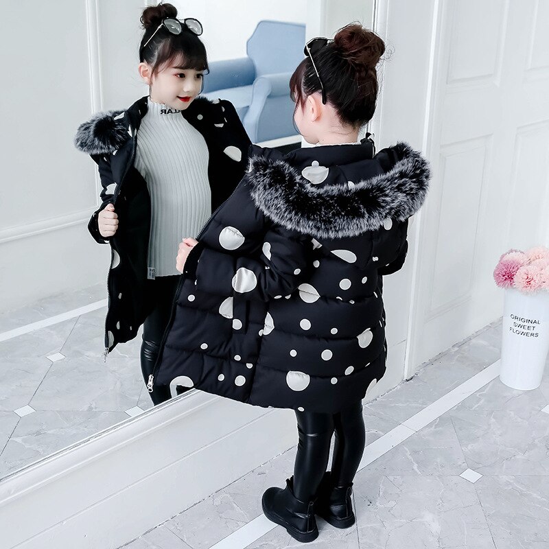 Kinderwinterjassen voor meisjes warme katoenen gewatteerde jas parka kinderen lange capuchon dikke bovenkleding meisjes winterkleding: Zwart / 3t