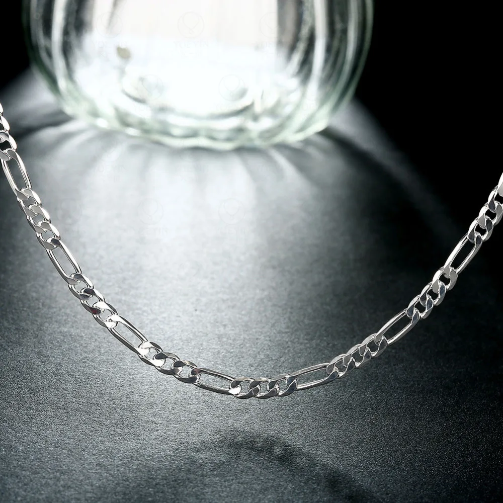 Collier chaîne Figaro en argent 925, 40-75cm, 4mm, Long pour femmes et hommes, bijoux Hip Hop,