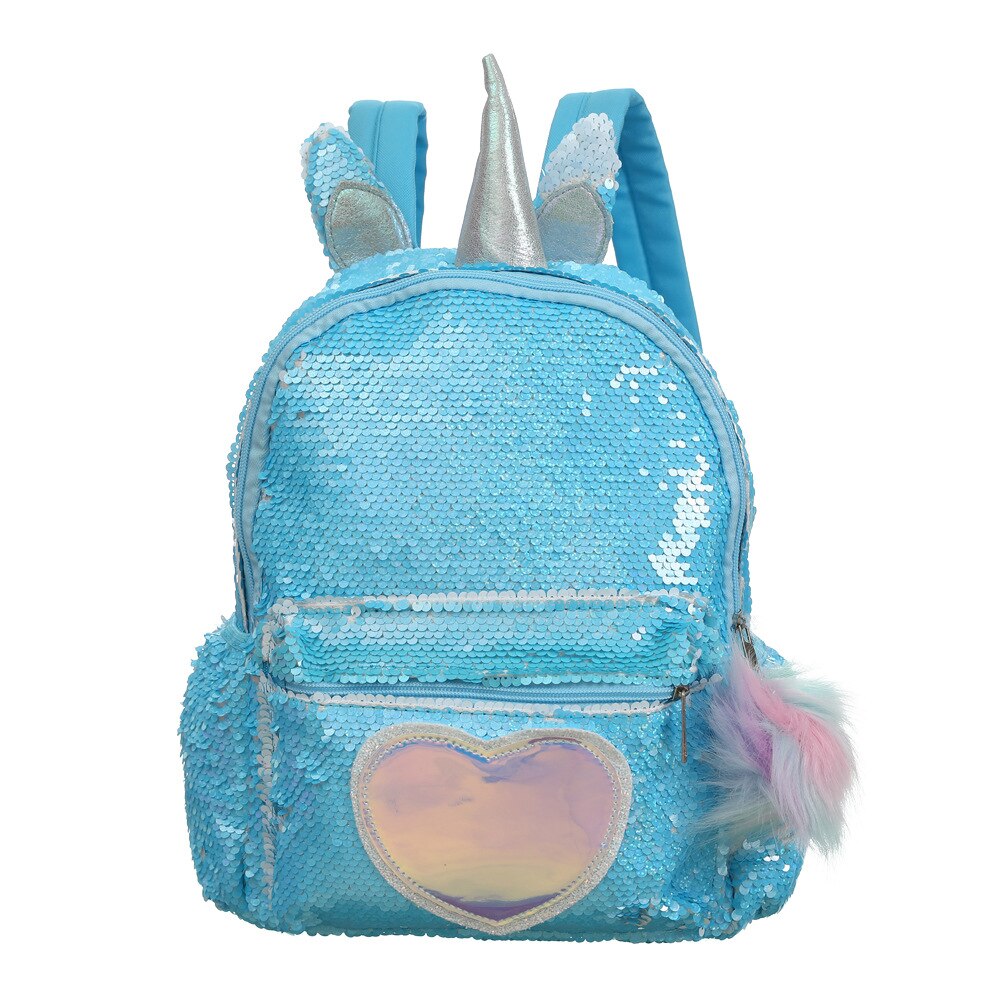 Leuke Eenhoorn Rugzak Meisjes Kids Schooltassen Grote Capaciteit Pailletten Mochila Escolar Infantil Roze School Rugzak Zakken Voor Meisjes: Sky Blue