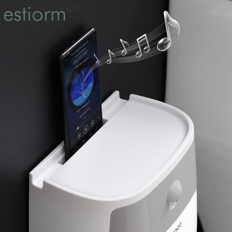 Wall Mounted Toilet Paper Holder,Waterproof Tissue Box,Bathroom Paper Towel Holder with Storage Box - Toilet Paper Dispenser